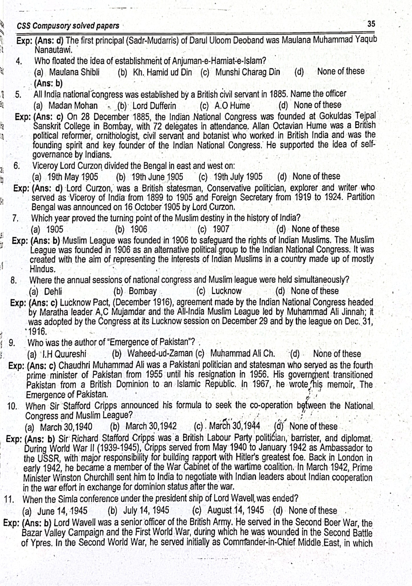 CSS MCQs Compulsory Subjects Previous Solved Papers by Rai Mansab Ali