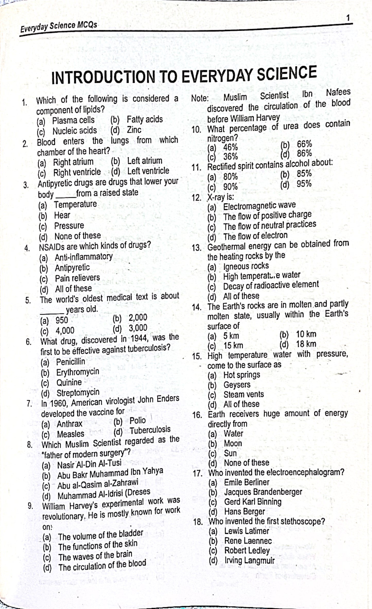 Everyday Science & General Science MCQs for CSS by Rai Iqbal Kharal