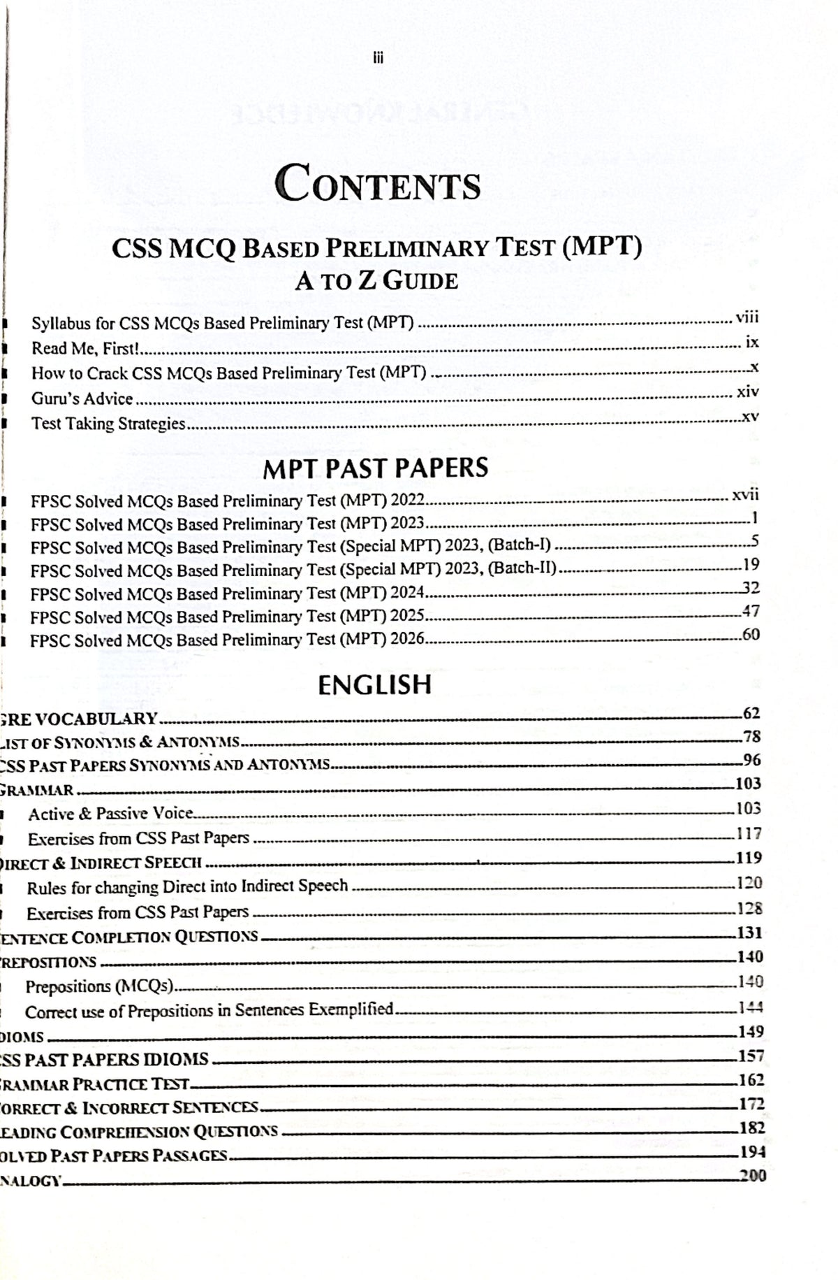CSS MCQ Based Preliminary Test (MPT) Screening Test Guide for CSS